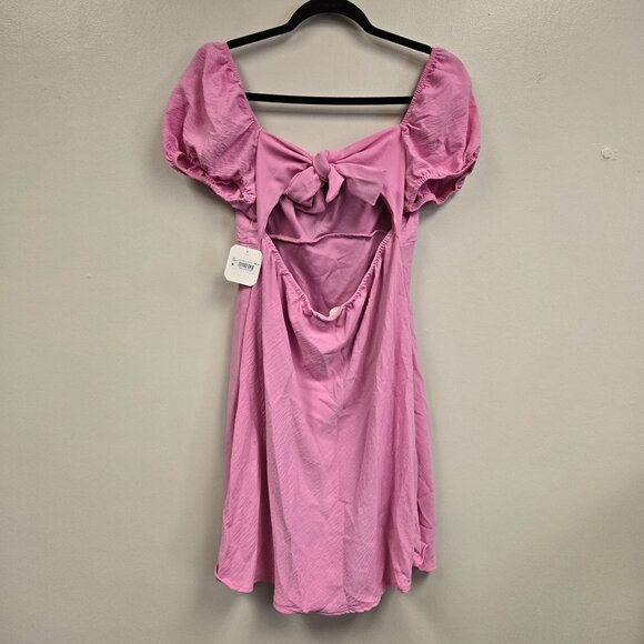 NWT Altard State Women's L PastelPink Puff Sleeve Mini Milkmaid Dress Back Tie D - Picture 5 of 13